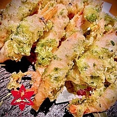 生青のりと甘エビの磯部揚げ