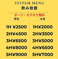 Bar Bull's 溝の口ダーツバーカラオケのコース写真