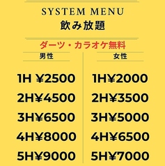 Bar Bull's 溝の口ダーツバーカラオケのコース写真