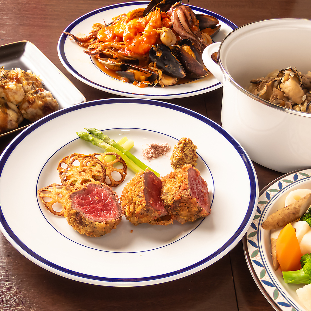 旬の食材を彩り豊かにご用意したPartyコース!季節で変わるお料理でいつ来ても新しい味との出逢いが♪