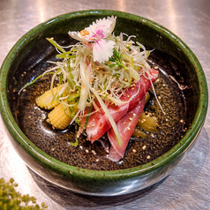 生ハムと翡翠茄子