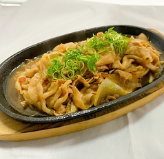 オリーブ豚の鉄板生姜焼き