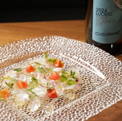 鮮魚のカルパッチョ～貝出汁のクリスタルジュレ☆