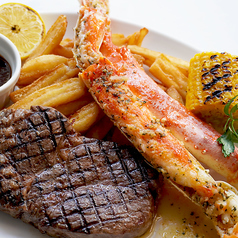 焼きたらば蟹とUSプライムビーフのコンボ