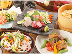 鮮魚の桶盛りと創作天ぷら 天しゃり 今池のコース写真