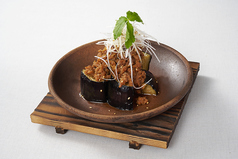 丸茄子のにんにく肉味噌焼き