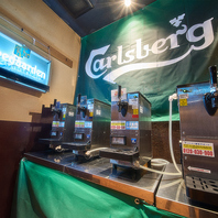 海外ビールを含む５種のビールサーバーをご用意♪