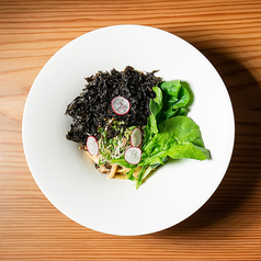 おだし生パスタ シンプル和風 ばら海苔ときのこと薬味