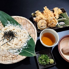 キノコの天婦羅とザルうどん