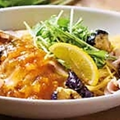 豚肉とナスと水菜の大根おろしポン酢 (和風)