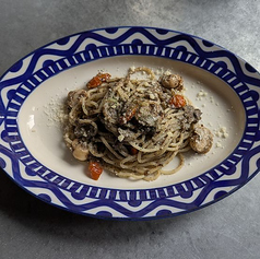 帆立と南仏風オリーブペーストのパスタ