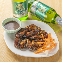 揚げ豚ソーセージ/甘酢付けリブ炒め