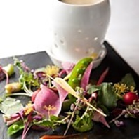 10種以上の旬野菜を使用したバーニャカウダ蟹味噌ソース