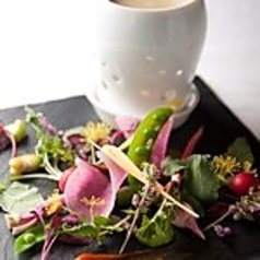 10種以上の旬野菜を使用したバーニャカウダ蟹味噌ソースの写真