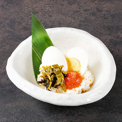 明太と高菜のポテトサラダ/枝豆(塩・マキシマム)　各