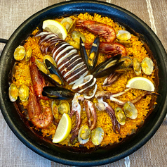 赤海老とスルメイカ焼のパエリア