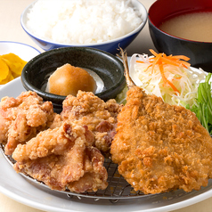 若鶏のから揚げ＆アジフライ定食