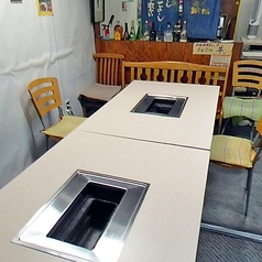 2テーブルあります。追加椅子あり。何名いけるかなど、詳細は電話でお尋ねください。