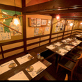 テーブル個室は2名様から22名様迄人数に応じて個室にできます。靴を脱がないから移動も楽々！