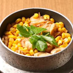 帆立とコーンの香ばしバター釜飯