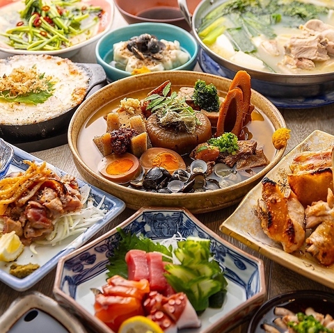 軍鶏と鶏焼肉と貝だしおでんのお店♪他にもお酒に合うメニューを多数ご用意！