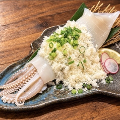 道産山わさびぶっかけ　イカの刺身