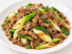 ラム肉とネギ炒め