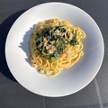 料理メニュー写真&nbsp;海老とほうれん草の豆乳クリームパスタ