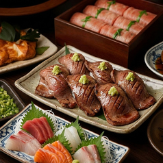 【3時間飲み放題付】ホタテ・薩摩地鶏・仙台牛タン肉寿司の宴会コース【9品・4500円→3500円】の写真