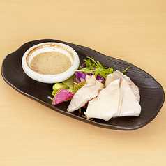 茹で鶏の柚子胡椒ごまソース添え