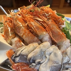 牡蠣と海老の海鮮ちりとり焼き