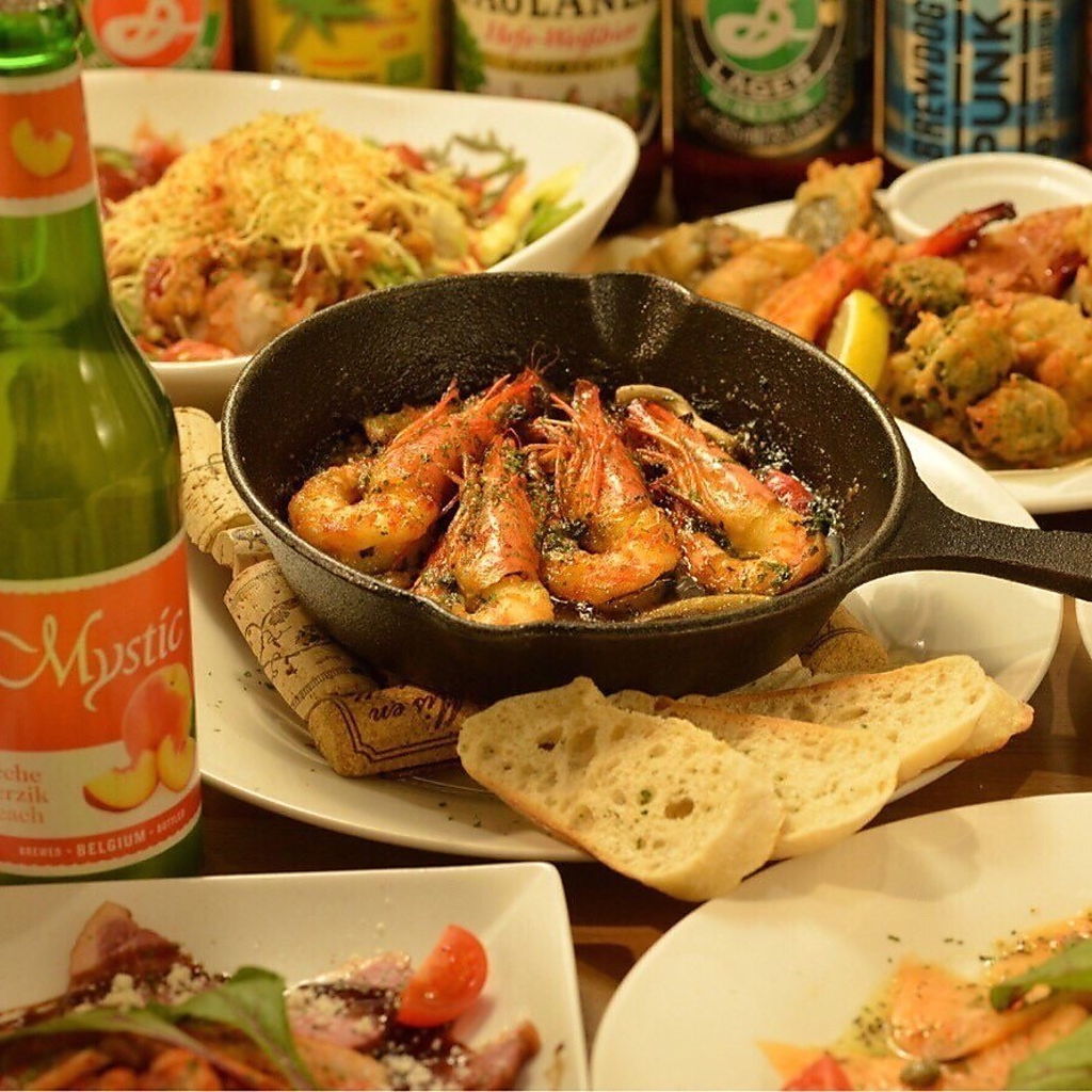 宴会に★４０００円【全９品】アヒージョやジャークチキン付！貸切もOK！エキニシで宴会★女子会も◎