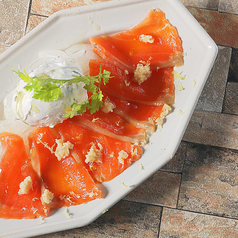 セミドライサーモンのカルパッチョ　檸檬クリーム