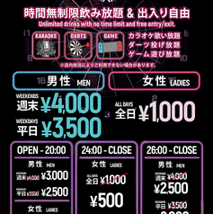 【時間無制限飲み放題】料金システム