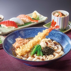 大海老天おろしきしめんと寿司セット