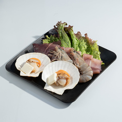 海鮮焼きセット(有頭海老・帆立・イカ姿)