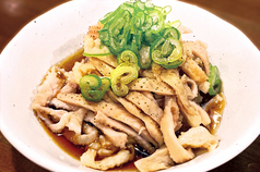 炭火香る奥久慈しゃもの鶏皮炙りポン酢