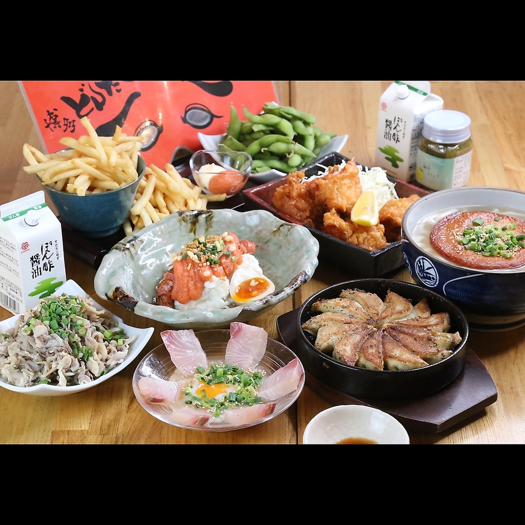 当日OK！【博多どんたく名物満喫コース】餃子や胡麻カンパチも堪能♪〈全7品〉2h飲み放付3300円