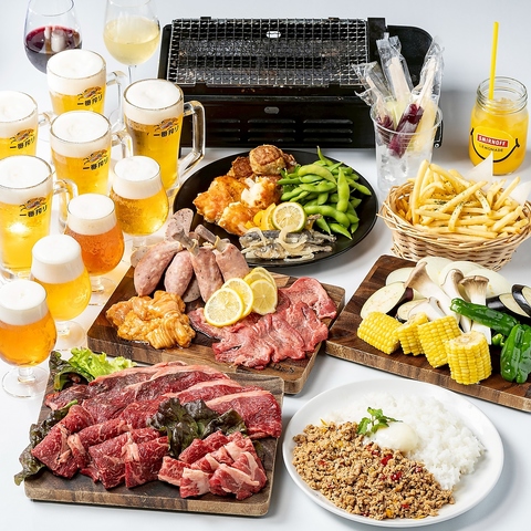 高崎駅近くのビアガーデン♪星空の下でお酒とお肉をお楽しみください。