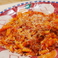[ニョケッティ・サルディ] 羊肉と豚肉のソーセージと羊のチーズのトマト煮込みソース　サフラン風味