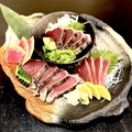 料理メニュー写真&nbsp;カツオざんまい（刺身4切・タレ4切・塩4切）