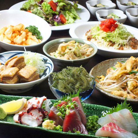 【スタンダードコース】沖縄料理、お刺身など9品+飲放2時間付★4400円