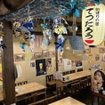 にぎやかなテーブル席（梅田 宴会 海鮮 居酒屋 中崎町 茶屋町 忘年会）