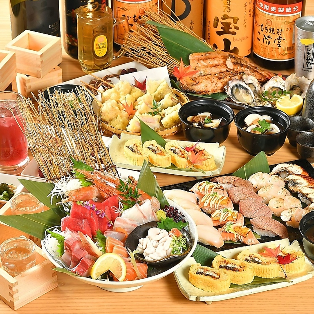 まぐろ料理やを季節の浜焼きが楽しめる2H飲み放題付きコースをご用意しております。