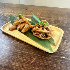 蓮根と山芋のキムチやっこ 