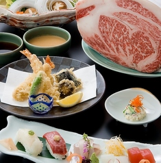 『ランタン期間限定』特選長崎牛しゃぶ・天ぷら・刺身付きコース7000円→6000円（料理のみ）の写真