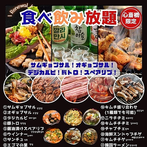 サムギョプサルやナッコプセなど韓国料理全般から居酒屋メニューまで幅広くご用意！