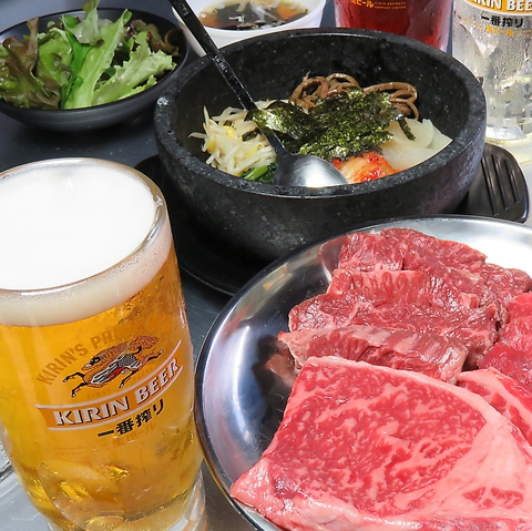 ロース・カルビ等240ｇのお肉付⇒Aセット6品3,278円 (税込)
