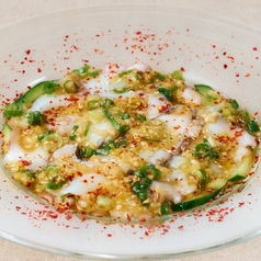 真たこのカルパッチョ　香味葱塩たれ