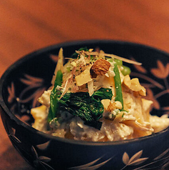 桃とクレソンの白和え